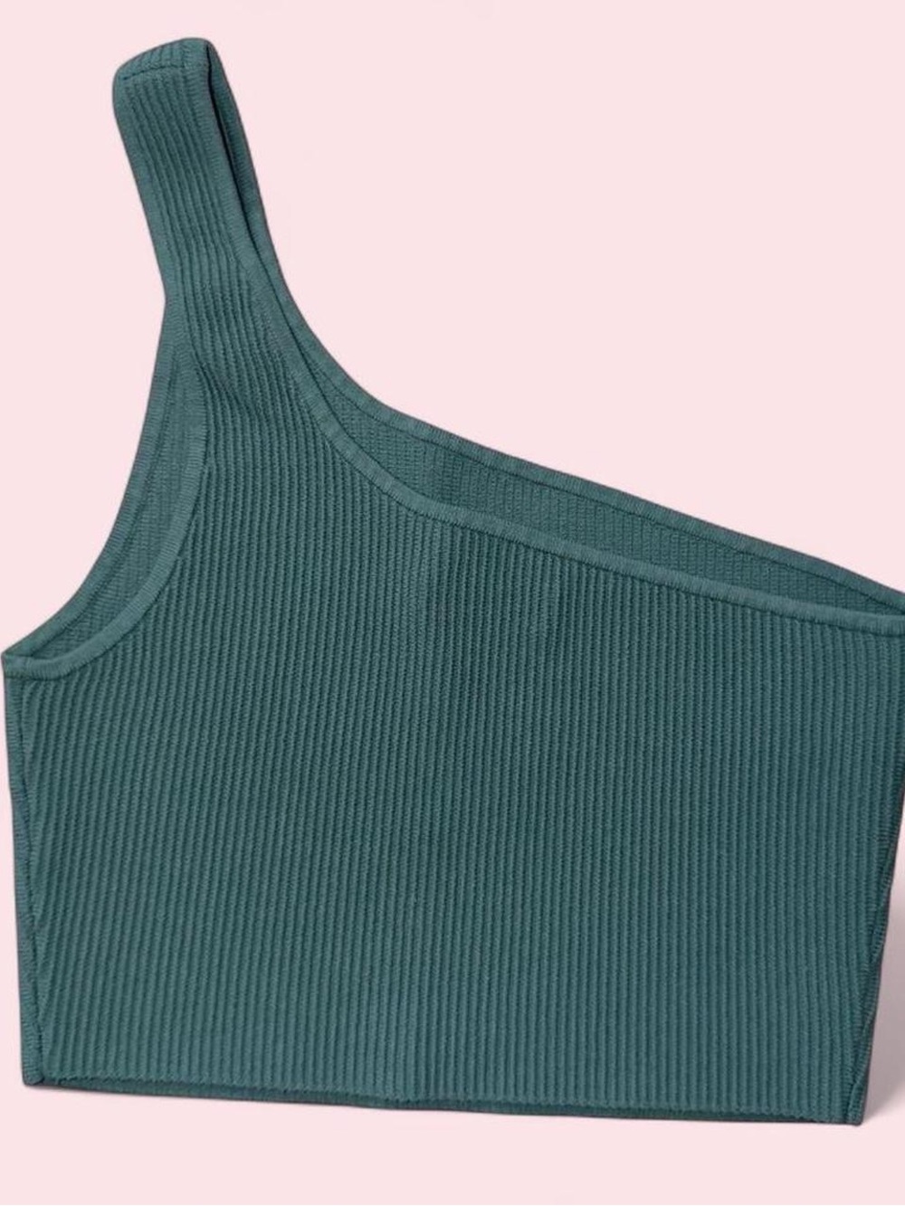 Aritzia Babaton Teal Asymmetric Ribbed One-Shoulder Crop Top Size M
